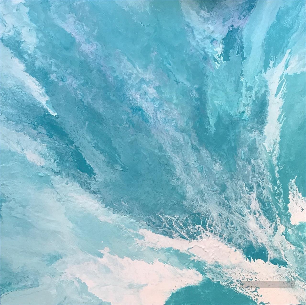 vengeance turquoise paysage marin abstrait turquoise blanc Peintures à l'huile